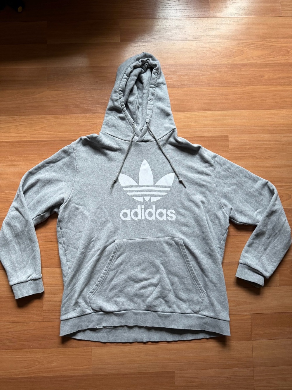 adidas Men's Light Gray Trefoil Zip-Up Hoodie